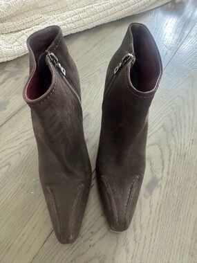 Prada Brown Leather Ankle Boots Size            37 1/2 Authentic